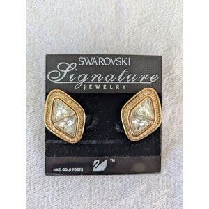 Swarovski Crystal Signature Jewelry Clip on Earrings, Diamond & Triangle